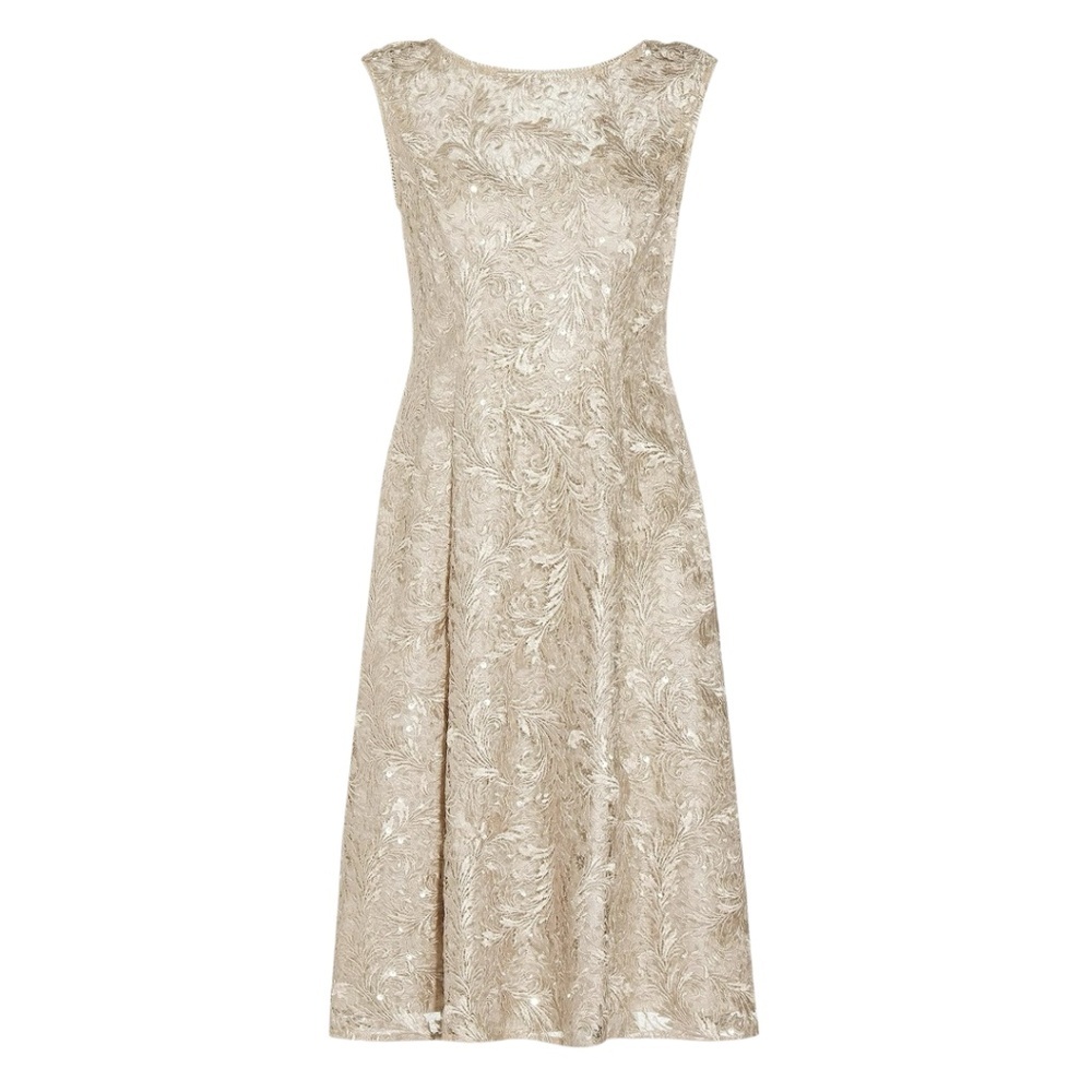 Adrianna Papell Women's Embroidered‎ Midi Women's Cocktail Dress, Size NWOT